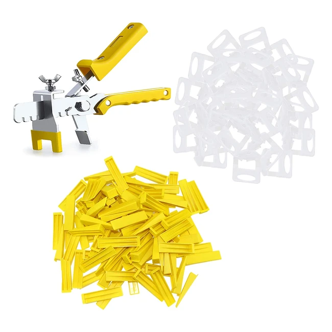 DIY Tile Leveling System Kit - 300 Reusable Clips, 100 Wedges, Installation Pliers - Floor & Wall Tile Leveling Tool