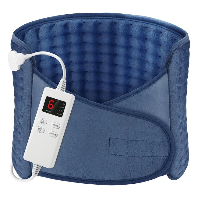 Manta Eléctrica OneAMG 126x30cm | 6 Niveles de Temperatura | Apagado Automático | Lavable | Calentamiento Rápido | Almohadilla Lumbar | Espalda | Cuello | Abdominal | Azul