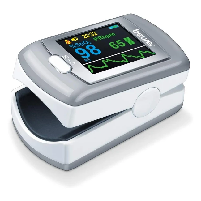 Oxymètre de pouls Beurer PO 80 - Mesure de la saturation en oxygène et de la fréquence cardiaque - Enregistrement continu 24h - Logiciel Beurer SPO Assistant