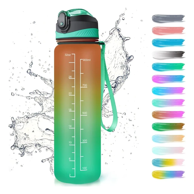 Sport Trinkflasche 1L mit Strohhalm Zeitmarkierungen BPA-frei geeignet fr G