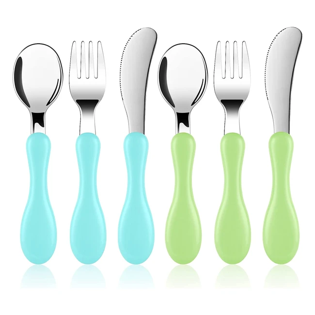 Set posate bambini in acciaio inossidabile - Vicloon - 6 pezzi - 2 forchette, 2 coltelli e 2 cucchiai - 12+ mesi
