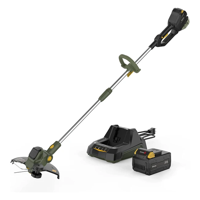 Diivoo 40V Akku-Rasentrimmer, leicht, 2in1 Elektrischer Gartenkantenschneider auf Rädern, 13-Zoll-Schnittbreite, 25 Ah Akku und Ladegerät enthalten, einstellbare Griffe