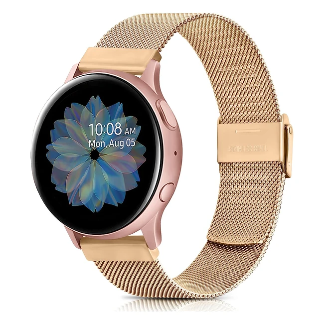 Cinturino in metallo 20mm per Samsung Galaxy Active 2, Watch 4, Watch 3 41mm - Oro rosa