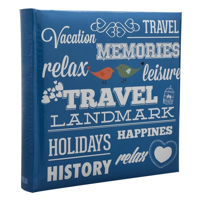 Album Photo Arpan Memo Slip pour 200 Photos 4x6 10x15cm - Conception Bleue de Voyage