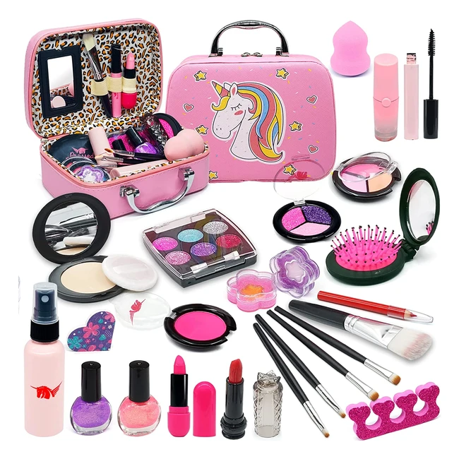 Kit de Maquillaje para Niñas - 27 Piezas Set Lavable - Regalo de Cumpleaños y Navidad para Niñas de 4 a 12 años