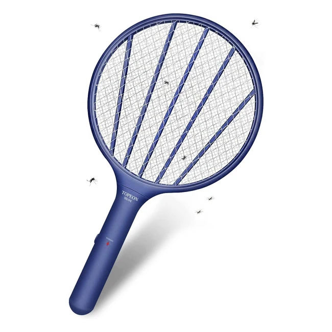 Raquette électrique anti-insectes 3000V - Double couche de protection - Légère - Piles incluses - Intérieur et extérieur - Bleu