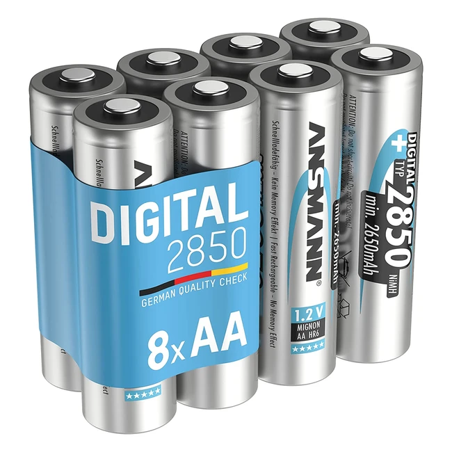 Ansmann 2850mAh AA Mignon Rechargeable Batteries (Pack of 8) - High Performance & Quick Charging