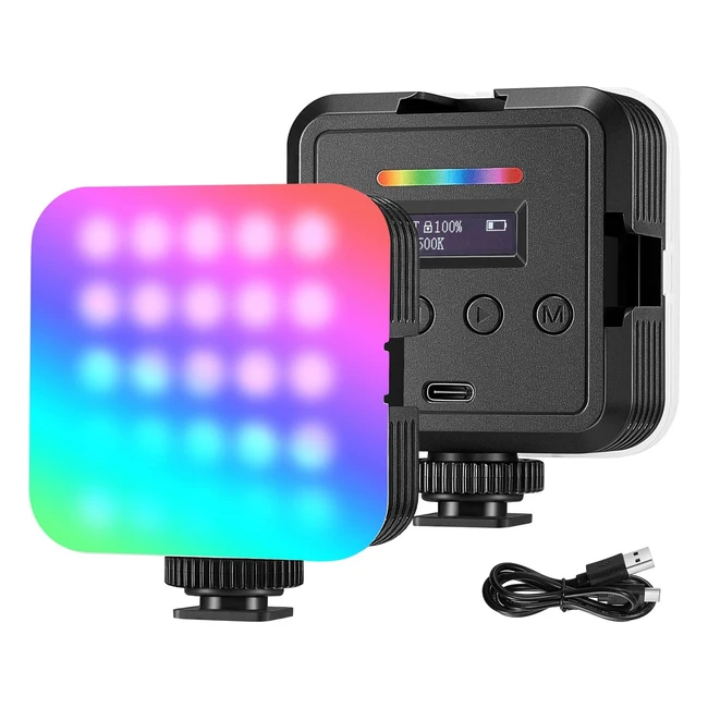 Lampe vidéo magnétique RGB Neewer LED RGB61 360 avec 3 supports de sabot froid, 20 modes de scène, 2500K-8500K, 2000mAh rechargeable pour photographie portable