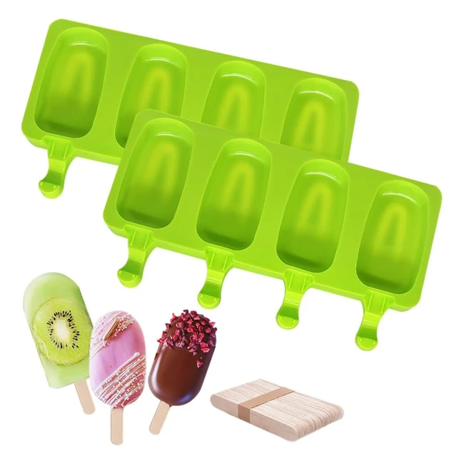 Molde Helado Silicona 4 Cavidades con Palos de Madera - Sin BPA