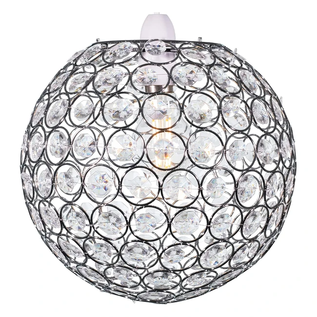 Klass Home Large 25cm Ball Shape Light Shade with Acrylic Crystals and Chrome Fi