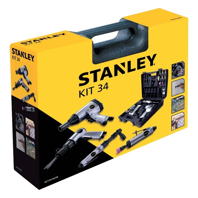 Stanley Accessoires pour Compresseur d'Air 8221074STN - Kit Pneumatique avec Clé à Choc, Clé à Rochets et Marteau