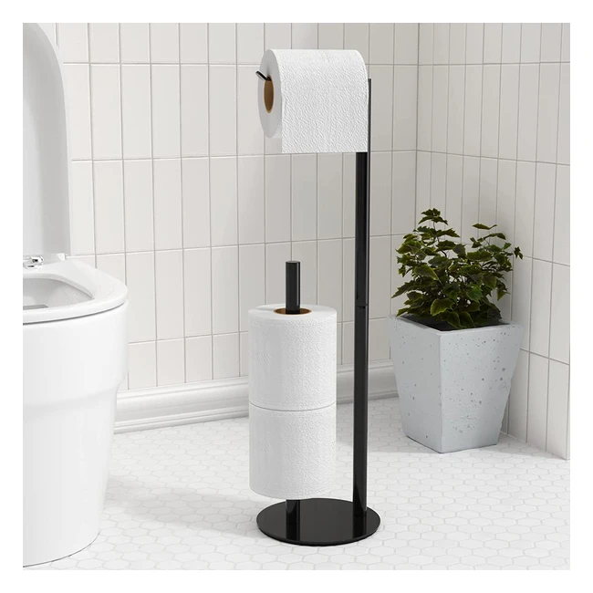 Black Toilet Paper Holder Stand - Stainless Steel - Holds 3 Rolls - Bathroom Accessories