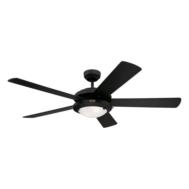 Ventilateur de plafond noir mat 132cm Comet avec kit dclairage opale dpoli