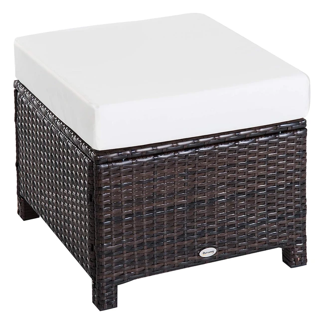 Outsunny Poly Rattan Stool mit Kissen - Gartenhocker Balkonhocker Gartenmbel