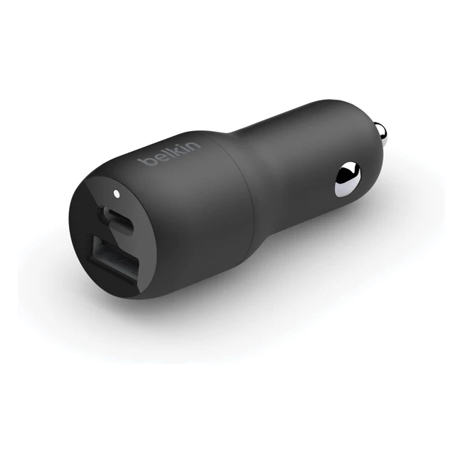 Cargador Belkin de Coche 2 Puertos 37W USB-C PPS 25W y USB-A 12W para Samsung Galaxy S23 S22 Ultra Plus iPhone 14 13 12 Pro Max Mini