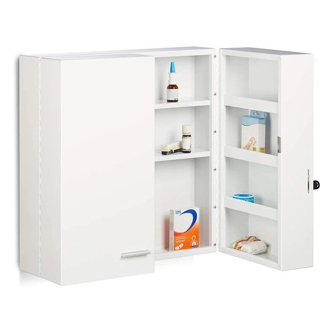 Armadietto Porta Medicinali XXL Richiudibile - HLP 53x53x20cm Bianco Acciaio - Set da 1