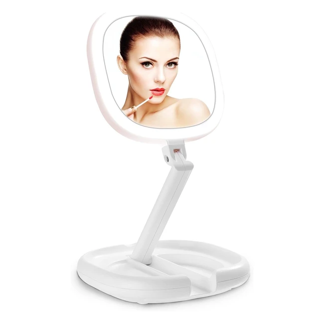 Beautifive LED Makeup Mirror - 1x/7x Magnifying, Adjustable Brightness & Height, Compact & Smart Design