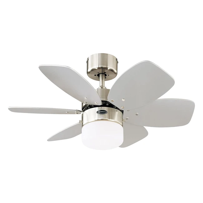 Westinghouse Flora Royale Ceiling Fan - 76cm Satin Chrome Opal Frosted Glass
