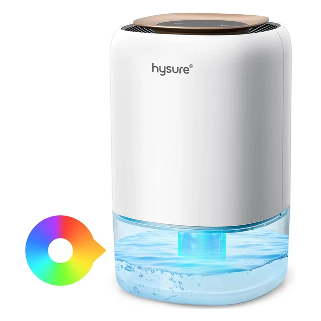 Hysure Dehumidifier 1400ml - Efficient Portable Dehumidifier for Home with 7 Colorful Lights, Auto Shut Off - Ideal for Damp Bedroom, Bathroom, Wardrobe - White