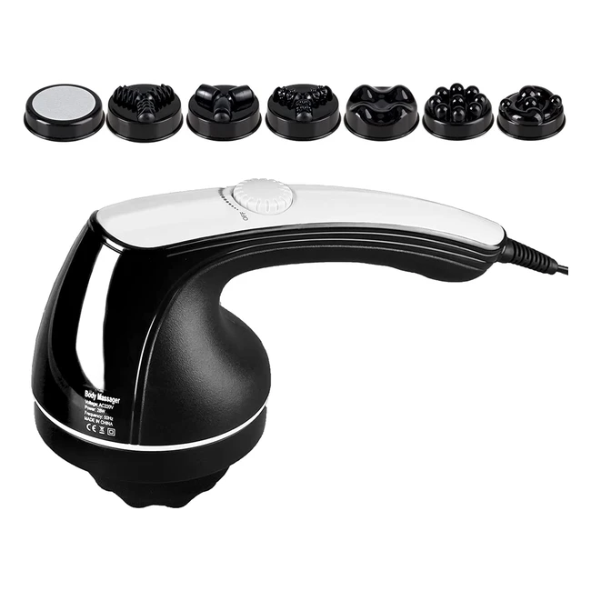 Masajeador Anticelulítico 7 en 1 Portátil con Potencia Ajustable y 7 Cabezales Intercambiables