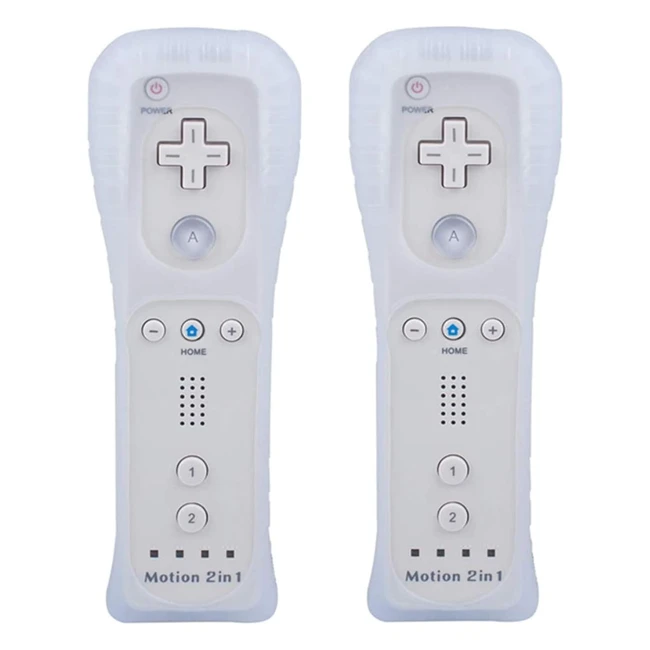 Manette Wii avec Motion Plus intégré - Contrôleur Wii télécommande avec étui en silicone et dragonne pour une expérience de jeu immersive