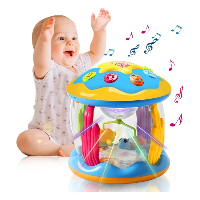 Proyector Giratorio de Juguetes para Bebés de 6-12 Meses con Música y Luz - Juguete Montessori para Aprendizaje Temprano