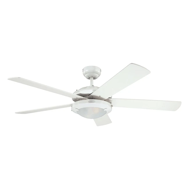 Westinghouse Comet Ceiling Fan - 132cm, 5-Blade, White Finish, Opal Frosted Glass