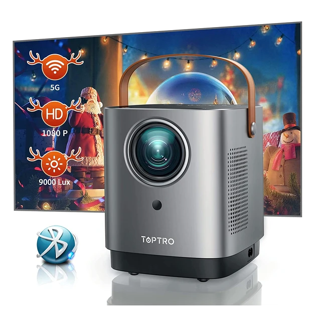Mini projecteur Toptro TR23 9000 lumens, 5G WiFi, Bluetooth, supporte 1080p, portable