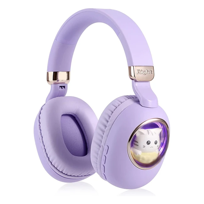 Auriculares Bluetooth para Niños LED | Inalámbricos | Plegables | Con Micrófono Integrado | Morado