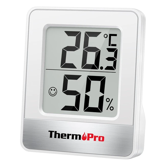 ThermoPro TP49 Mini Thermohygrometer - Innen Thermometer & Hygrometer mit Smiley-Indikator für Wohnzimmer & Gewächshaus