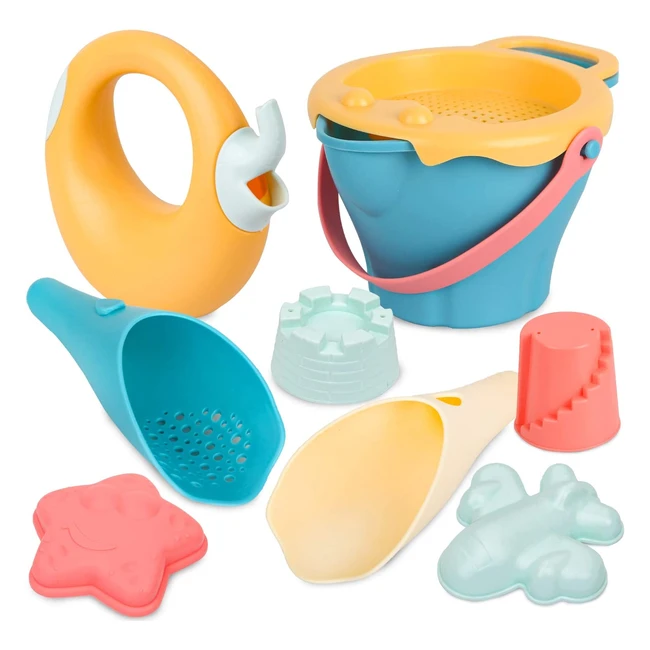 Juguetes de playa para niños Sanlebi - 9 piezas de plástico para juegos de verano