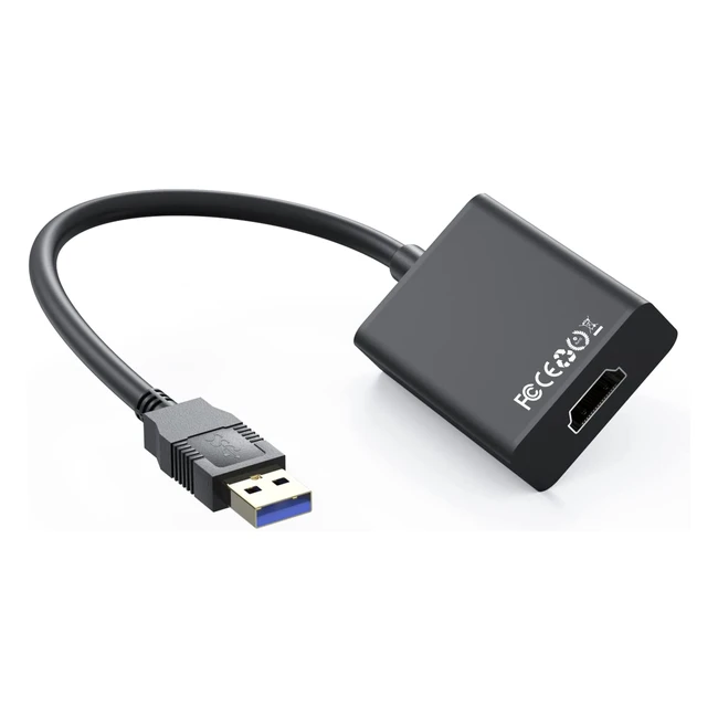 Adaptador USB a HDMI 1080P Full HD - Compatible con Windows y Mac - Multi Monitor - Negro