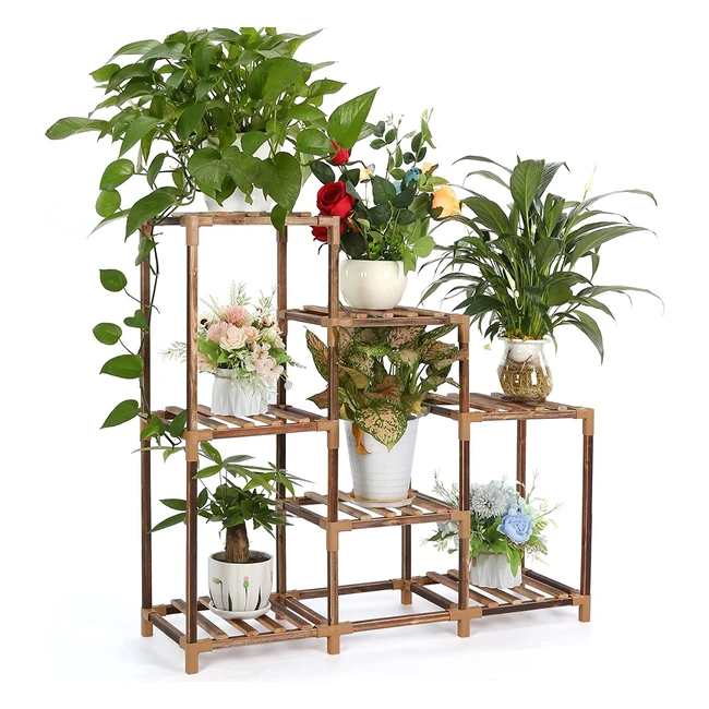 7-Tier Wooden Plant Stand for Indoor/Outdoor Decor - Viewall