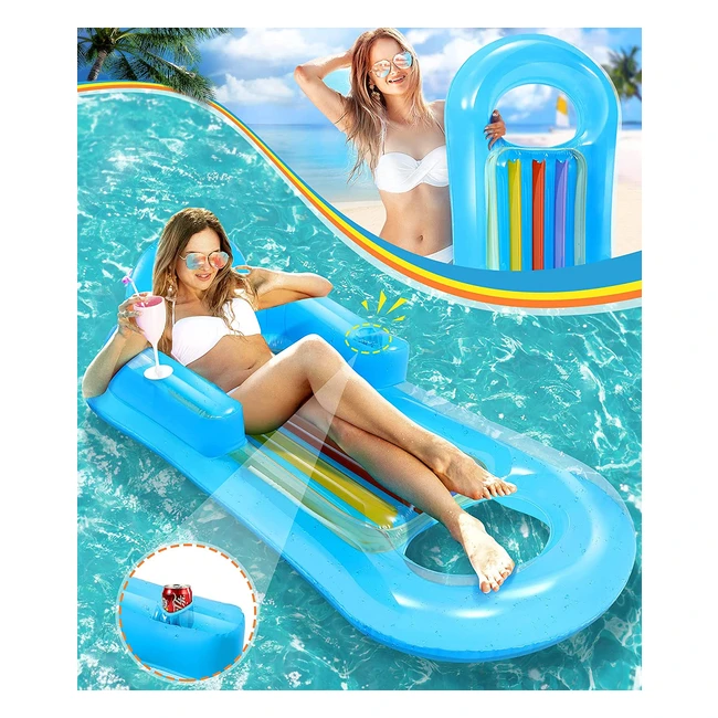 Jojoin Amaca Gonfiabile Piscina Galleggiante Mare - Materassino Poltrona con Portabicchieri - Estate All'aperto Giocattolo Regalo Spiaggia Lago per Adulti Bambini