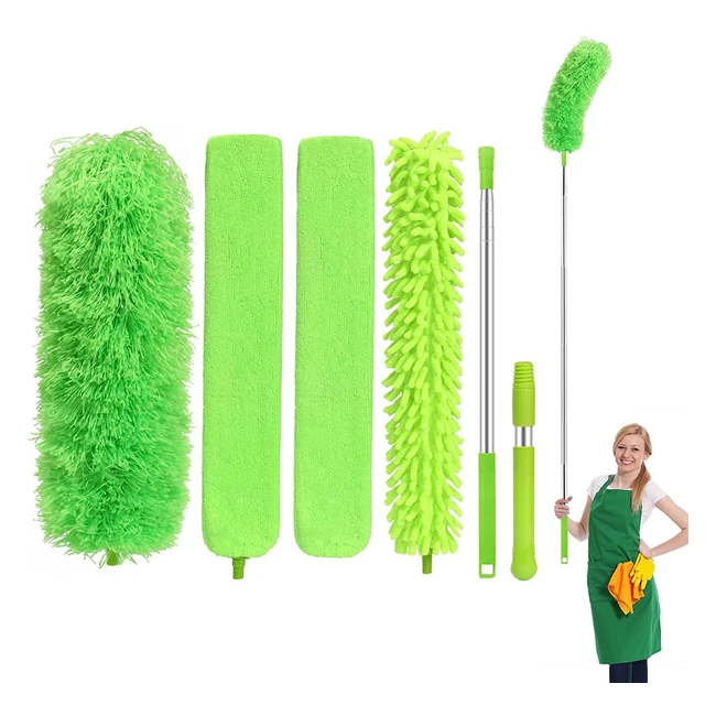 6pcs Extendable Feather Duster for Cleaning - Washable, Bendable, Detachable - Perfect for Blinds, Ceiling Fans, and Cobwebs