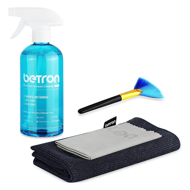 Betron TV Screen Cleaner - Microfiber Cloth Dust Brush - 500ml
