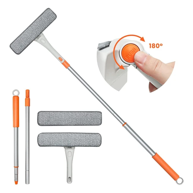 Telescopic Window Squeegee Cleaner Kit - Detachable Microfiber Scrubber & Streak-Free Squeegee for Home, Car & Shower - 48