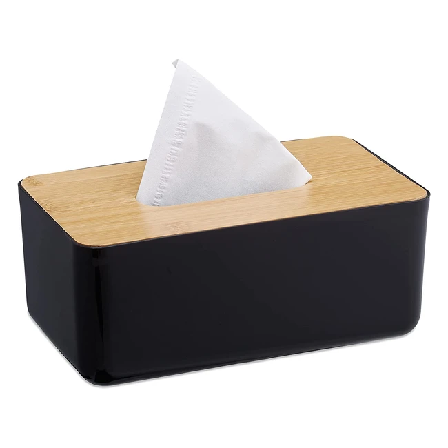 Caja de pañuelos Relaxdays rellenable de bambú y plástico, color natural, 10x23x13cm, 1 unidad