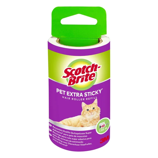 Recambio de Rodillo ScotchBrite para Pelo de Mascotas - Extra Pegajoso - 48 Hojas