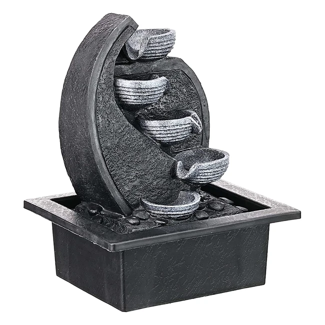 Fuente Zenlight Cascadev2 de polirresina grisnegro 17x21x26cm con bomba y luz LE