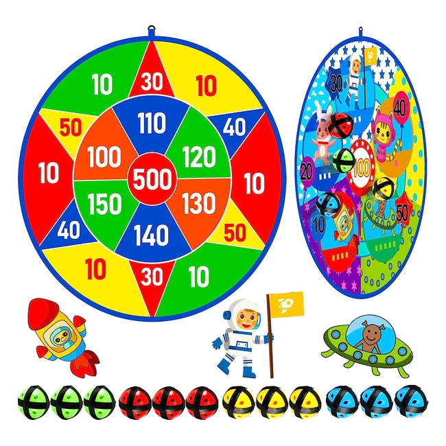 Jeu de fléchettes double face pour enfants - 255 pouces - Jeu intérieur et extérieur - Garçons et filles 3-12 ans