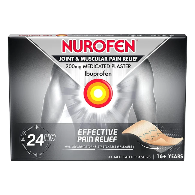 Nurofen Joint & Muscular Pain Relief Plaster - 24H Relief, 4 Plasters