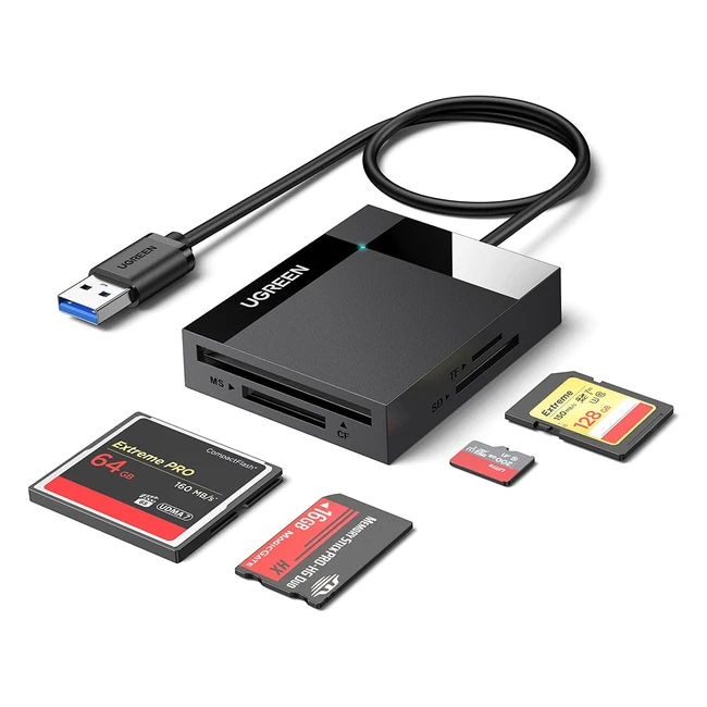 UGREEN USB 3.0 Kartenleser 4-in-1 für SD/CF/TF/MS - Paralleler Zugriff auf 4 Slots - Adapter für PC/Laptop - Schnelle Datenübertragung