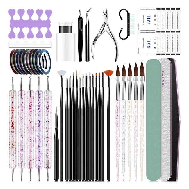 Saviland Nail Art Kit - All-In-One Supplies for Manicure - Brushes Accessories