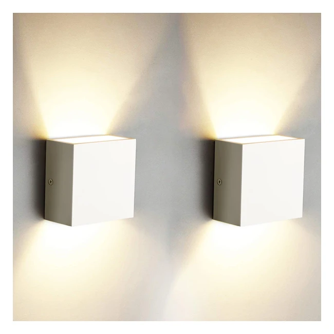 OOwolfLED Indoor Wall Light Pack of 2 - 3000K Warm White LED Sconce, Up/Down Wall Lamp for Bedroom/Corridor