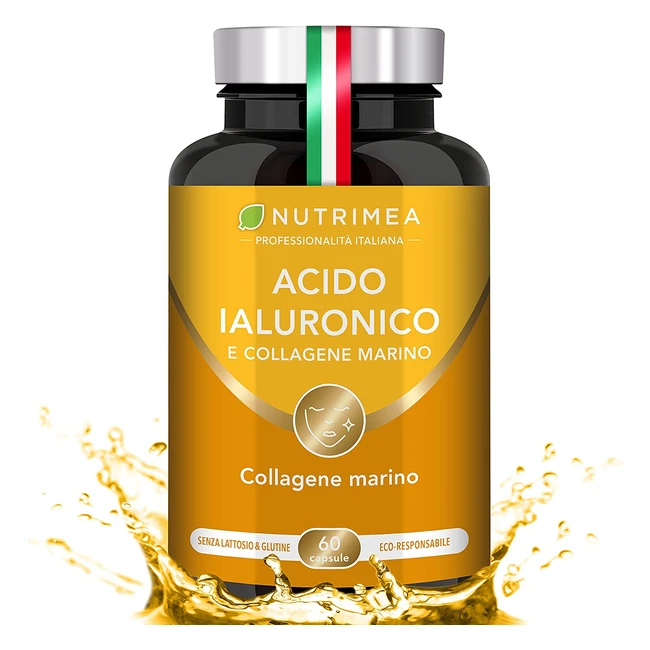 Acido Ialuronico con Collagene Marino - Integratore Naturale Anti Rughe e Anti A