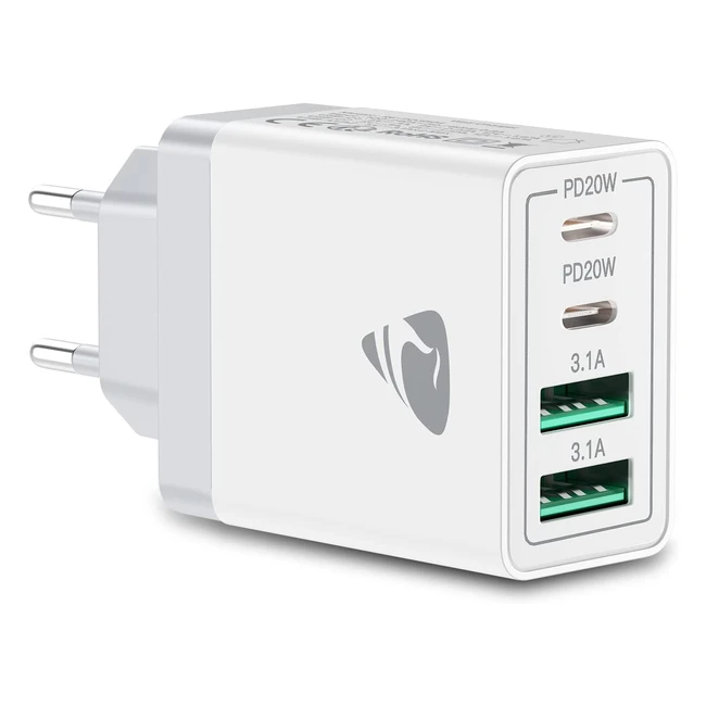 Aioneus USB C Ladegerät 4 Ports – 40W Schnellladegerät mit PD 3.0 und QC 3.0 – Kompatibel mit iPhone, iPad, Samsung und mehr