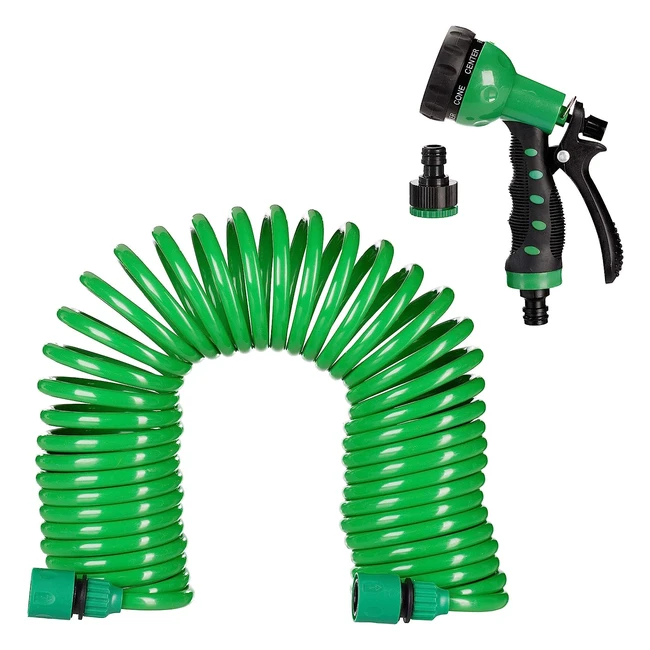 Tuyau de Jardin Extensible Relaxdays avec 7 Modes de Jets - 10m en Spirale - 10025438