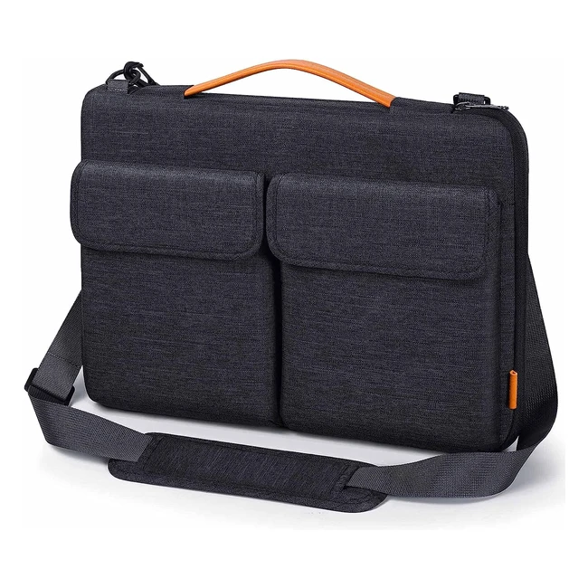 Inateck 360 Protection Laptop Shoulder Bag Sleeve for 13 MacBook Pro M1/M2, MacBook Air M1/M2, 14 MacBook Pro M2/M3, MateBook D14, XPS 13 - Black/Gray