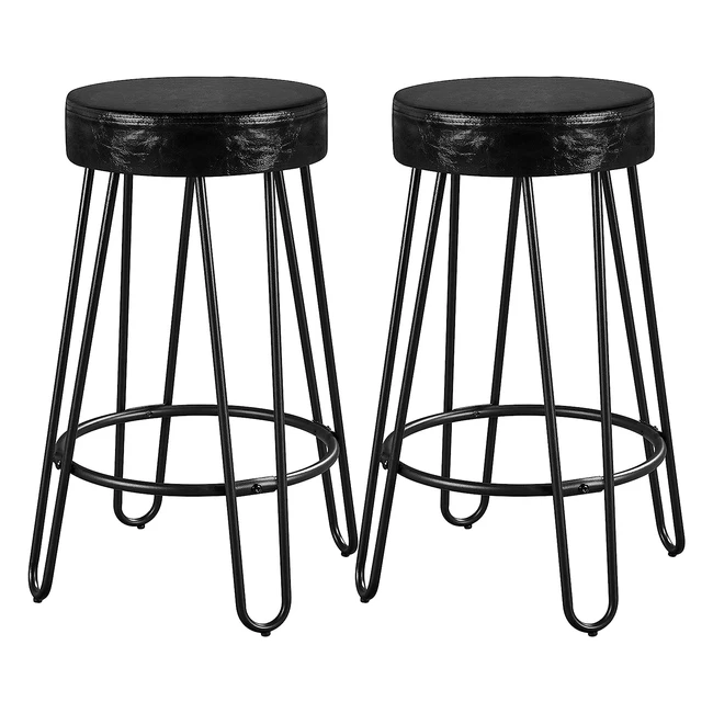 Yaheetech Barhocker-Set, 2er Pack, rund, Kunstleder, Thekenhocker für Wohn- und Esszimmer, Metallrahmen mit Fußstütze, 67 cm hoch, Schwarz